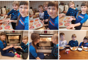 Kiedy Amelia i Ala spotkały się po lekcjach, to postanowiły upiec pizzę. Pomagał im Mateusz.